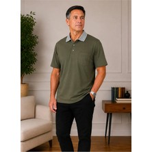 BURSPA Rahat Kesim Yakalı Cepli Erkek Baba Haki Yazlık T-Shirt