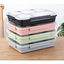 Bento 1600ML Lunchbox Tek Katlı 5 Bölmeli Çelik Sefer Tası Yemek Kutusu (Açık Yeşil)