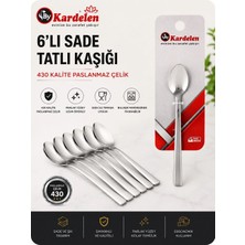 |bykardelen 6'lı Tatlı Kaşığı| 430 Kalite Paslanmaz Çelik| 1.5 mm Kalınlık| Parlak Yüzey|