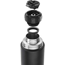 Termos, Entegre Fincan, Termos Sürahi, Çift Duvarlı Yalıtım, 1 Litre, Siyah