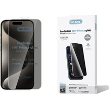 Go-Des iPhone 15 Pro Max Uyumlu Go Des Af Borderless Privacy Hayalet Temperli Cam Ekran Koruyucu Siyah