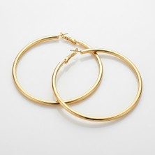 Ceyyiz Klasik Halka Küpe - 4 cm Büyük Boy Parlak Gold Halka Küpe Seti