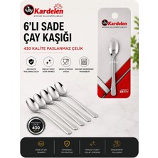 |bykardelen 6'lı Çay Kaşığı| 430 Kalite Paslanmaz Çelik| 1,2 mm Kalınlık| Parlak Yüzey|