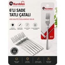 |bykardelen 6'lı Tatlı Çatalı| 430 Kalite Paslanmaz Çelik| 1,5 mm Kalınlık| Parlak Yüzey|