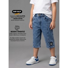 Robin Kids Erkek Çocuk Beli Lastikli Mavi Kot Kapri Pantolon