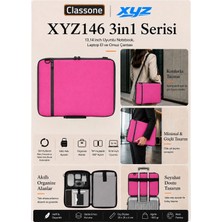 Classone 3in1 Serisi XYZ146 13,14 Inch Uyumlu Tablet, Laptop El ve Omuz Çantası – Pembe