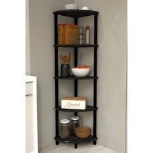 The Violett Gusto 5 Katlı Mutfak Rafı | Çok Amaçlı Mutfak Düzenleyici | Dekoratif Mutfak Raf Ünitesi ve Organizer - Siyah Mermer