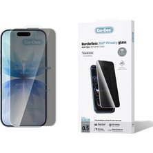Go-Des iPhone 17 Uyumlu Go Des Af Borderless Privacy Hayalet Temperli Cam Ekran Koruyucu Siyah