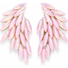 Serelya Pembe Renk Kristal Taşlı Kanat Küpe