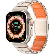 Watch Ultra 49MM Uyumlu Mohseven Iwatch Titancore No.1 Metal Kordon Titanyum - Turuncu