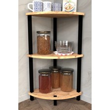 The Violett Gusto 3 Katlı Mutfak Rafı | Çok Amaçlı Mutfak Düzenleyici | Dekoratif Mutfak Raf Ünitesi ve Organizer - Meşe