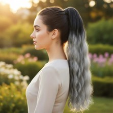 StepCo Lastik Tokalı At Kuyruğu Su Dalgalı / Siyah / Gri Ombre