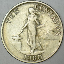 Banknoting Filipinler 10 Sentimos 1960.