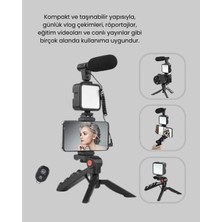 Eco Lounge Video Çekim Kiti Tripod LED Işık Harici Mikrofon ve Bluetooth Kumanda Seti