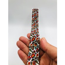 DUCK HOBY 5 Metre Desenli Kadife Kurdele 25 mm, Keten, Saten, Kadife, ohça, Süsleme, Çeyiz, Gelin, Nişan, Söz, Paketleme, Fiyonk