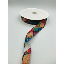 DUCK HOBY 5 Metre Desenli Kadife Kurdele 25 mm, Keten, Saten, Kadife, ohça, Süsleme, Çeyiz, Gelin, Nişan, Söz, Paketleme, Fiyonk