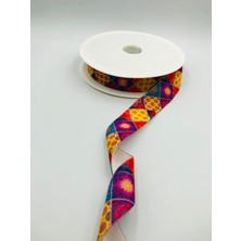 DUCK HOBY 5 Metre Desenli Kadife Kurdele 25 mm, Keten, Saten, Kadife, ohça, Süsleme, Çeyiz, Gelin, Nişan, Söz, Paketleme, Fiyonk
