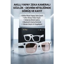 Eco Lounge Kameralı Beyaz Akıllı Gözlük Yapay Zeka Destekli Şık Günlük Kullanım Premium