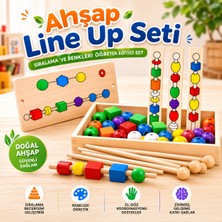 Circle Toys Ahşap Line Up Seti Montessori Eğitici Ahşap Oyuncak | Renk Eşleştirme ve Sıralama Oyunu