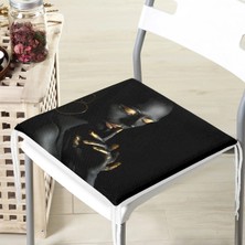 Rem Home Remhome Siyahı Kadın Motifli Özel Tasarım Fermuarlı Sandalye Minderi