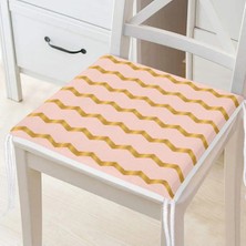 Rem Home Remhome Pudra Zeminde Gold Renkli Zikzak Desenli Dijital Baskılı Modern Fermuarlı Sandalye Minderi