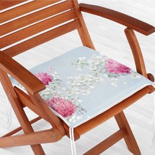 Rem Home Remhome Renkli Zeminli Ortanca Çiçek Desenli Dijital Baskılı Modern Fermuarlı Sandalye Minderi