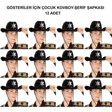 3D Sepetim Kovboy Şerif Şapkası Siyah 12 Adet - Kostüm, Parti ve Gösteri Şapkası