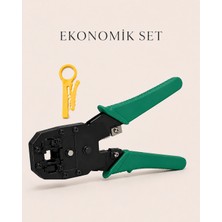 Profesyonel RJ45 RJ11 Sıkma Pensesi - Cat5, Cat6, Cat7 Uyumlu + Mini Kablo Sıyırıcı