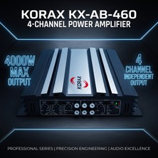 Korax KX-AB-460 4 Kanal Oto Amfi - 4000W Max, 60Wx4 RMS, Köprülenebilir AB Sınıfı Araç Amplifikatörü, 2 Yıl Garanti