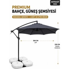 Düvenci Toptan Bahçe, Güneş Şemsiyesi Antrasit Renk 300 cm Çap/8 Telli ve 4'lü 20 Lt Bidon Dahildir