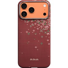 iPhone 17 Pro Kılıf Magsafe Uyumlu Aramid Karbon Fiber Pitaka Sakura Hours Serisi Kapak Kırmızı