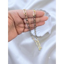 Cm Jewelery Gold Renk Çelik Figaro Zincir Kolye - Kararmaz Paslanmaz Çelik