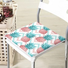 Rem Home Remhome Renkli Zeminli Ananaslar Özel Tasarım Modern Fermuarlı Sandalye Minderi