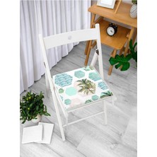 Rem Home Remhome Geometrik Palmiye Desenli Dijital Baskılı Fermuarlı Sandalye Minderi