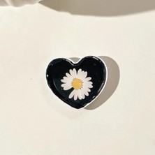  popsocket kalp şekilli papatya desenli telefon tutacağı sert yüzey yapışkanlı parmak tutucu