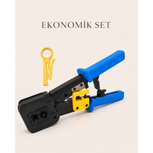 Profesyonel RJ45 RJ11 Sıkma Pensesi - Cat5, Cat6, Cat7 Uyumlu + Mini Kablo Sıyırıcı