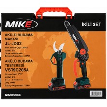 Mike Ikili Set Akülü Budama Makası JL-JD02 ve Akülü Budama Testeresi