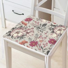 Rem Home Remhome Papatya & Gül Tasarımlı Dijital Baskılı Modern Fermuarlı Sandalye Minderi