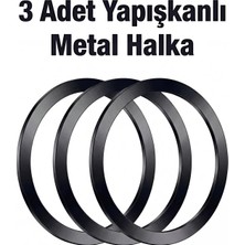  magsafe uyumlu yapışkanlı metal halka 3'lü paket tüm telefonlar kılıflar ıçin güçlü manyetik adaptör