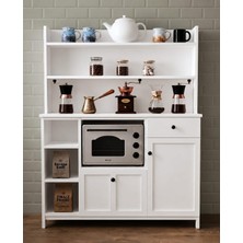 Noiss Home Decor Porto Kahve Köşesi Dolabı Mikrodalga Fırın Standı Fincan Askılı Mutfak Organizeri