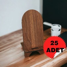  25 adet promosyon hediyelik masaüstü ceviz renk ahşap telefon tutucu sabitleyici telefon standı