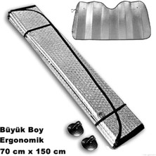  oto ön cam güneşlik metalize büyük boy gümüş maxi 70 x 150 cm