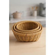 Digithome Yuvarlak Rattan 3'lü Organizer Sepet-THN76469