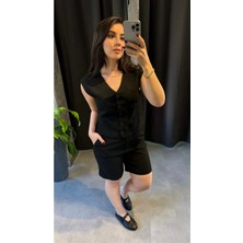 V Yaka Yelek Şort Takım