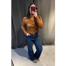 Kahverengi Büzgülü Slim Fit Bluz