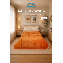 Uysal Kadife Yorgan %100 Pamuklu Turuncu Çift
