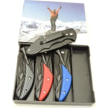 Eco Port Klipsli 4 Lü Set Metal  16 cm Kamp / Outdoor Çakı  - Yarı Otomatik, Kemerlikli, Kutulu