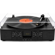 Newdaki Nostaljik LED Ekranlı Siyah Pikap Audio-Technica Kartuşlu Pikap Sistemi Bluetooth Fm Radyo  33-45-78 Lik Plaklar