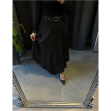 Butik Kemerli Asimetrik Kesim Tensel Etek