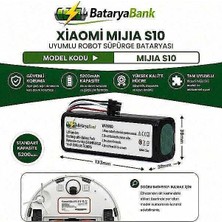 BataryaBank Mi Mijia S10 Robot Süpürge Bataryası 14.4V 5200MAH Li-Ion Uyumlu Yedek Yüksek Performanslı